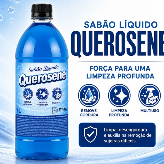Sabão Líquido Querosene D’Casa 1 Litro para Limpeza Pesada e Desengordurante