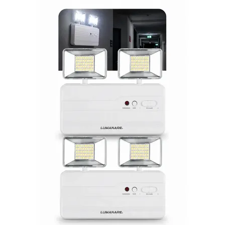 Kit Com 2 Luminária De Emergência Led 2200 Lumens 20W Potente Forte Profissional Recarregável 127/220v Bivolt 6h