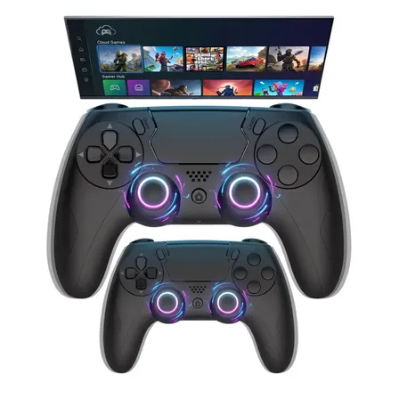 2 Controles Manete Compatível Com Pc Gamer Smart Tv Bluetooth Sem Fio Celular Headset P2 Gaming Hub Marca Strimtech Preto