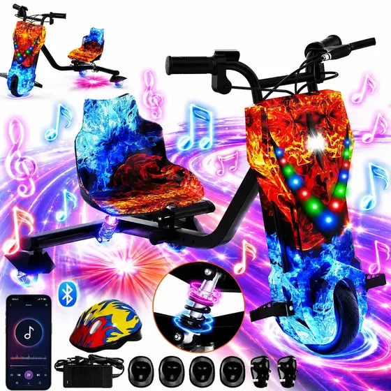 Triciclo Elétrico Drift Infantil com Bluetooth e Luzes LED