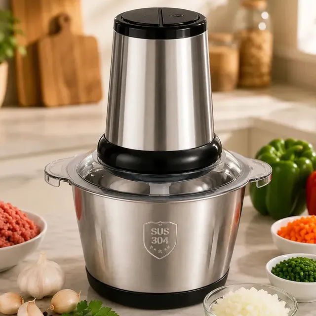 Multiprocessador Triturador De Alimentos Elétrico 2l Inox 304 Picador Carne Legumes Verduras Processador Cozinha 4... 127v