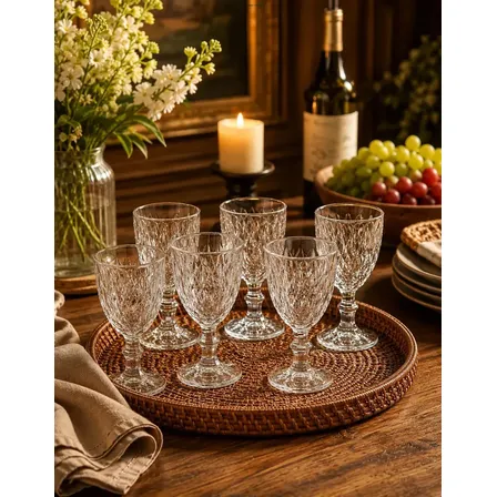 Conjunto De Taças Vidro Cristal Diamod Luxo Premium Com 6 Unidades 330ml Design Sofisticado Para Sala Trasparente