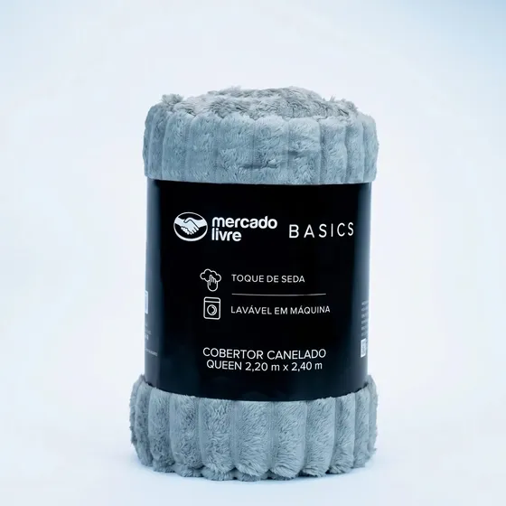 Cobertor de Microfibra Canelado King Cinza Toque de Seda Mercado Livre Basics