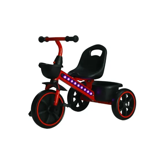 Triciclo Motoca Infantil Com Pedal LED Cestinha 3 Rodas Até 25kg Picolé Maxi Baby - Vermelho
