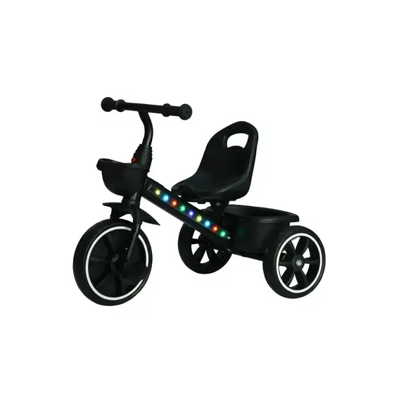 Triciclo Motoca Infantil Com Pedal LED Cestinha 3 Rodas Até 25kg Picolé Maxi Baby - Preto