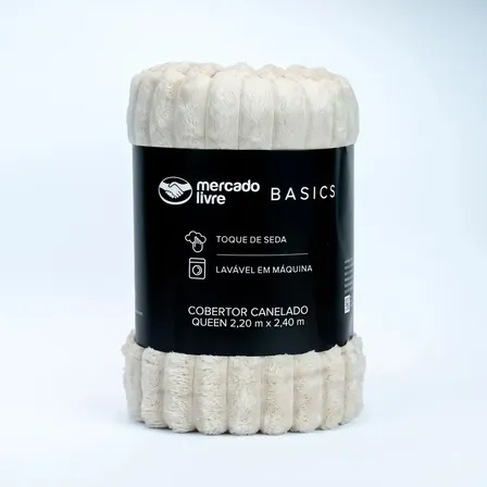 Cobertor de Microfibra Canelado Queen Bege Toque de Seda Mercado Livre Basics