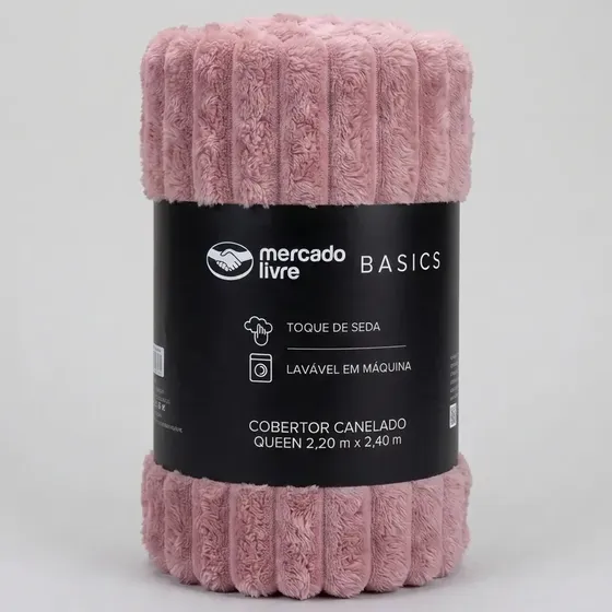 Cobertor de Microfibra Canelado Queen Rosa Toque de Seda Mercado Livre Basics