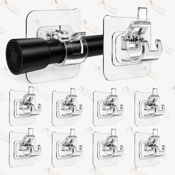 Kit 10 Suporte Varão Cortina Adesivo Sem Furos Transparente Gancho Autoadesivo Cnc Do Brasil
