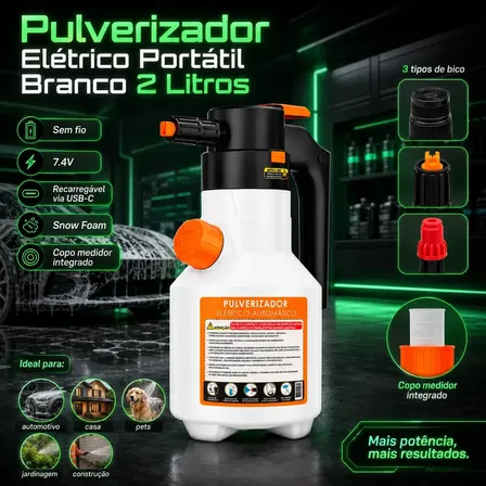 Pulverizador Elétrico Bahrein Snow Foam 2L de Alta Pressão p/ Lavagem Automotiva e Limpeza Geral