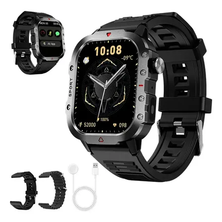 Smartwatch Belteenk H11 Com Gps E Tela 2.01 Ips, Para Chamadas Bluetooth E 2 Pulseiras Preto Silicone