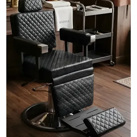 Poltrona Cadeira Salão Barbeiro e Barbearia Reclinável Barber Robust Cor Preto Crocco Forma Da Base Redonda