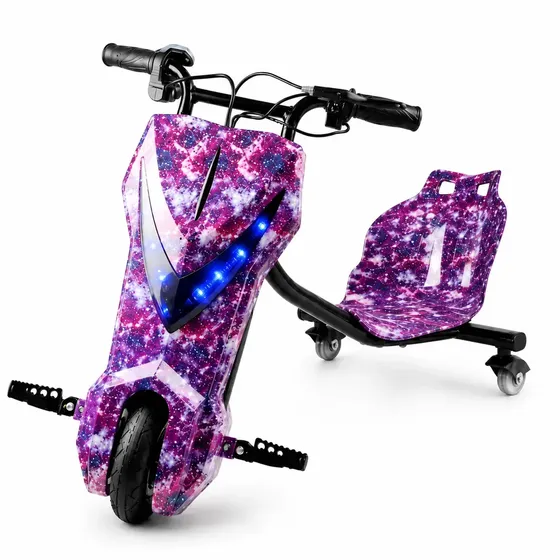 Patinete Elétrico AAA Top Infantil Galáxia Rosa 350 W Com LED e Bluetooth Para Crianças
