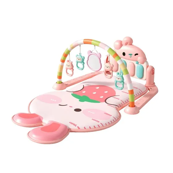 Tapete De Atividade Bebê 3D Ginásio Piano Musical Arco 5 Brinquedos Interativo Maxi Baby - ROSA