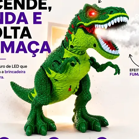 Dinossauro Brinquedo Interativo T-Rex de Fumaça com Luz e Som para Criança