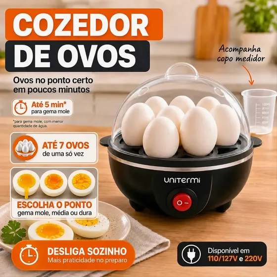 Cozedor De Ovos Elétrico Desligamento Automático A Vapor Portátil Cozinha 7 Ovos Egg Fit Fitness Panela Elétrica Fácil Limpeza Econômico Ovo Cozido Legume VYROX