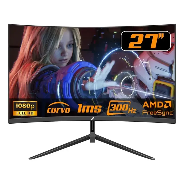 Monitor Gamer Superframe 27 Curvo 300hz 1ms Preto Preto