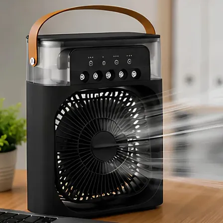 Mini Climatizador Ar Condicionado Ventilador Umidificador Portátil Gelo Preto