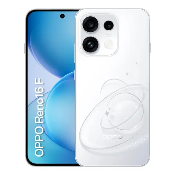 Smartphone Oppo Reno 16f 5g 256gb 8gb Ram Física E 16gb Ram Virtual Bateria 7000 Mah + 80w De Carregamento Rápido 3 Câmeras De 50mp Tela De 6.57'' 120hz Oled Nfc Ip69k Branco Aura