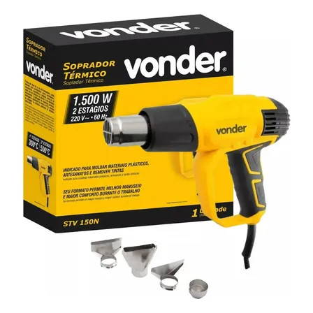 Soprador Térmico Profissional Vonder Stv150 500° + 4 Bocais Cor Preto E Amarelo 127v