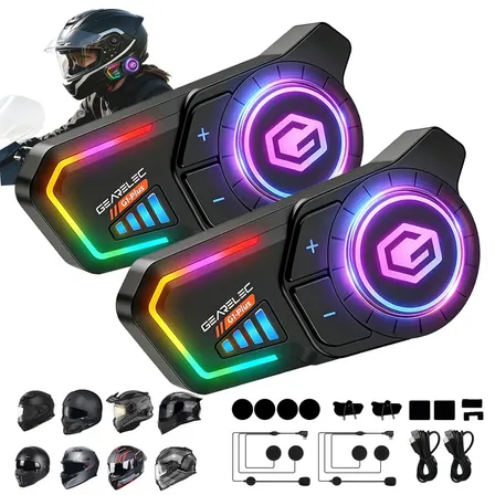 Pack 2 Intercomunicadores Gearelec G1 Plus Para Moto Com Bluetooth 5.4 E Alcance De 1 Km