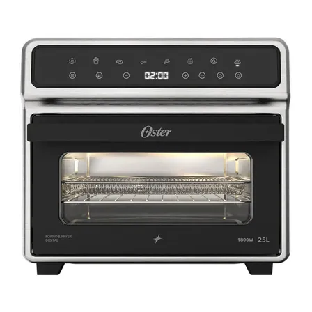 Fritadeira Air Fryer e Forno Oster 8 em 1 25L Digital Inox OFOR270