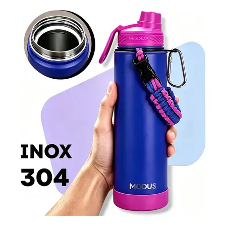 Garrafa Térmica Cokunst Tropical 750ml Aço Inoxidável, Mantém Temperatura, Ideal Para Academia, Viagem E Lazer Modus Azul E Vermelho Azul E Vermelho