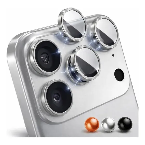 Películas Lente Câmera Kit Para iPhone 17 Pro E 17 Pro Max Prateado