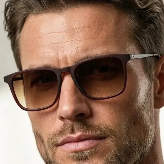 Óculos De Sol Quadrado Feminino Masculino Premium Moda Uv400 Marrom Degrade
