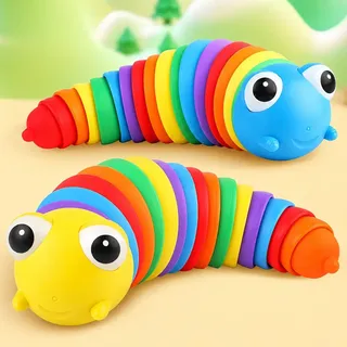 Fidget Toy Slug 3d Lagarta Lesma Articulada Brinquedo Inseto Cor Colorida
