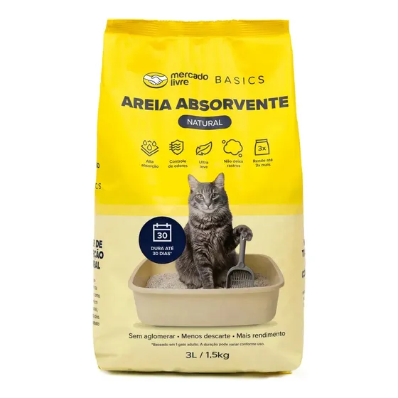 Areia Sanitária Gatos Neutra 1,5Kg Mercado Livre Basics