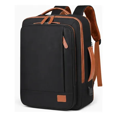 Mochila De Viagem Executiva 40l Notebook 17 Preta Masculina Feminina Impermeável Expansível Com Porta Usb Preto Liso