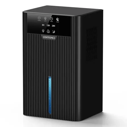 Desumidificador Homtronics 2500 ml, silencioso, com LED de 10 cores, temporizador, desligamento automático, modo de repouso e desligamento automático; desumidificador portátil silencioso para a casa