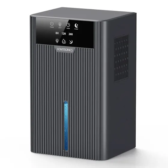 Desumidificador Homtronics 2500 ml, silencioso, com LED de 10 cores, temporizador, desligamento automático, modo de repouso e desligamento automático; desumidificador portátil silencioso para a casa