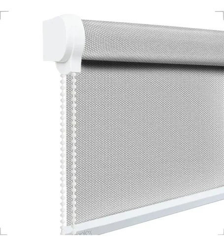 Persiana Rolo Tela Solar 3% 0,60(lar) X 1,50 (alt) Cor Cinza acabamento branco