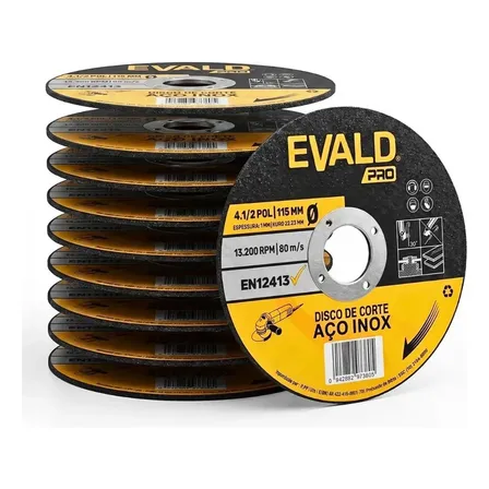 Disco De Corte Inox 10 Uni 4.1/2 Pol 13.200rpm 115mm Evald Pro