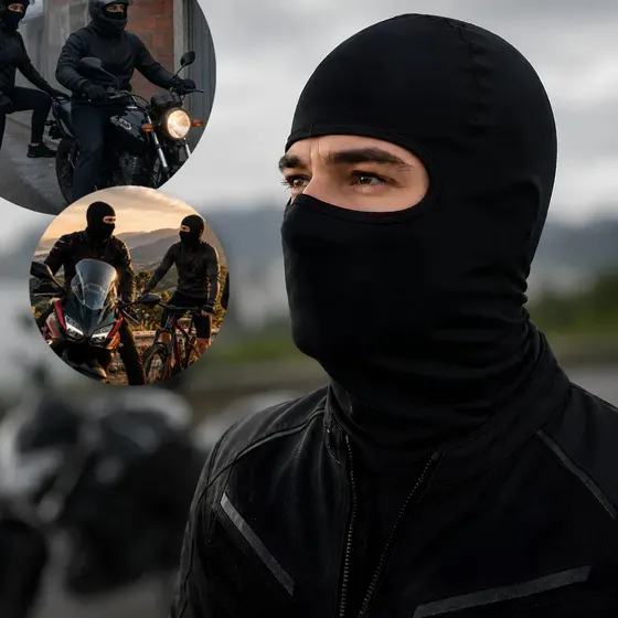 Balaclava Térmica Ninja Maberfix Uv50+ Para Moto E Ciclismo Com Proteção Solar E Secagem Rápida Preto Liso Tamanho Único