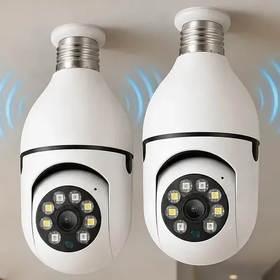 Kit 2 Câmeras de Segurança Lâmpada Wi-Fi Full HD 1080p para Monitoramento Interno