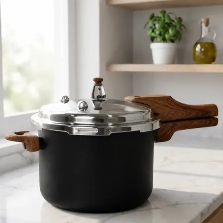 Panela Pressão 4,2l Indução Cerâmica 4 Válvulas Segurança Cor Preto