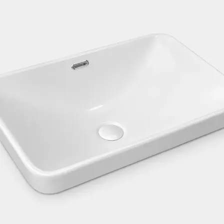 Cuba Retangular Branca 51,5x36,5cm De Sobrepor Para Banheiro Lavabo Louça Esmaltada Moderna Elegante Para Bancada Branco