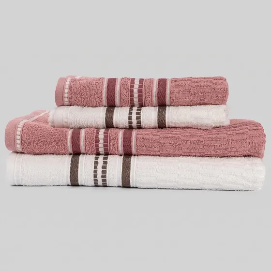 Jogo de Toalha Standard (4 Peças) Branco+Rosa - Mercado Livre Basics