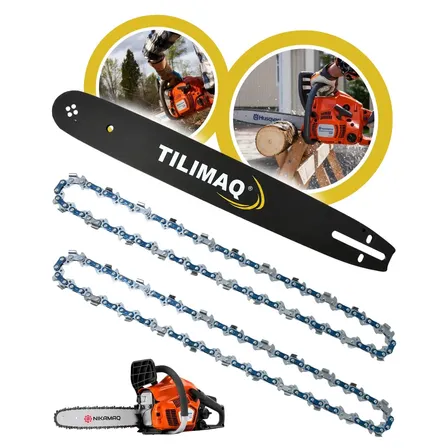 Kit Sabre Saibro Barra Facão Para Motosserra Husqvarna 120 125 236 240 + 2 Correntes 28 Dentes 16" Polegadas Tilimaq Profissional