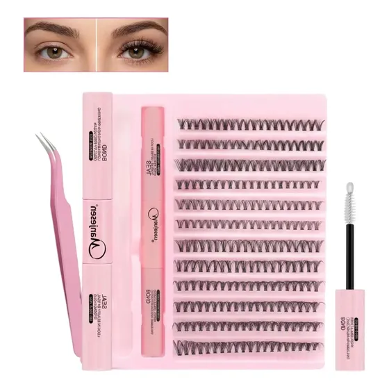 Kit Extensão de Cílios Tufos Mix 30D e 40D com Cola e Pinça para Maquiagem