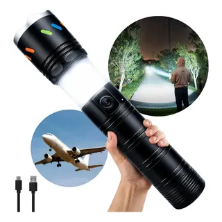 Lanterna Tátitca B-max Bm-8545 Zoom Super Brilhante Branco Preto alcande de 2km Recarregavel Profissional auotnomia de 25 horas Aluminio de aviação
