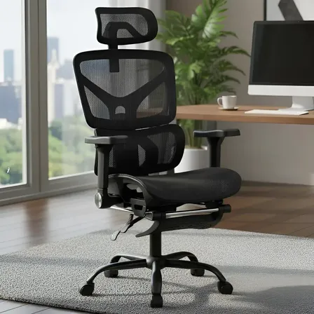 Cadeira De Escritório Ergonômica Python Fly Com Apoio Lombar E Encosto Mesh Preto