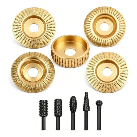Kit 10 Disco De Desbaste Para Madeira Esculpir Entalhar Modelar Esmerilhadeira 100mm Furo 16mm Ouro