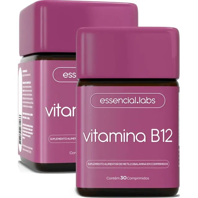 02 Potes Da Vitamina B12 Metilcobalamina - Fórmula Com Máxima Concentração - 60 Doses Sem Sabor