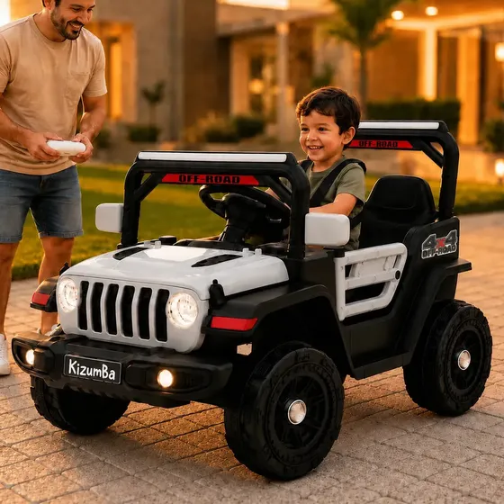 Carrinho Elétrico Jipe Carro Infantil 12V Som Luz LED Com Controle Remoto Conexão Bluetooth Toca Música Com Cinto de Segurança Porta Que Abre Marcha à Ré Até 30kg 3 Anos Cor Cinza Zippy Toys