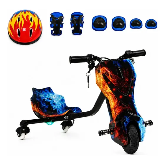 Triciclo Elétrico Drift 250w Carrinho Rolimã Infantil E Adulto Com Bluetooth Som Luzes Até 15 Km/h Bateria 36v Firewater Zippy Toys