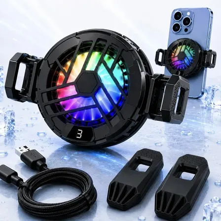Cooler Para Celular Rgb Gamer Magnético Placa Peltier Resfriador Com Clipe Preto