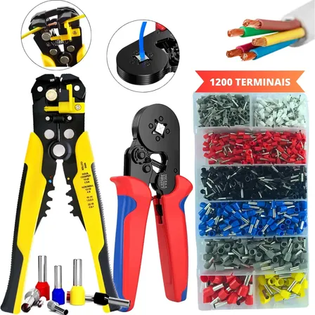 Alicate Decapador 3x1 Crimpar Crimpador Descascado Corte Profissional Com 1200 Ilhos Prensa Terminal Turbular Para Painel